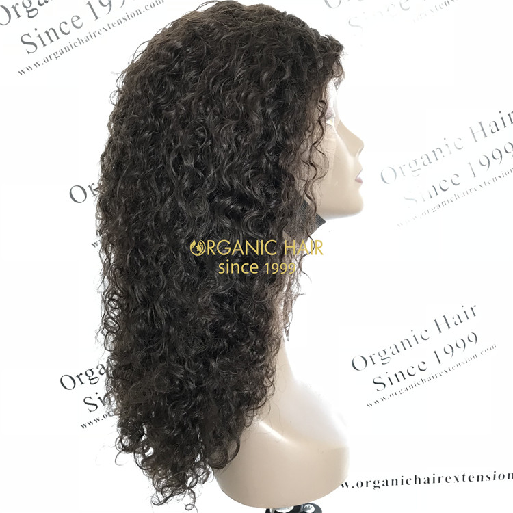 Human cheap virgin hair silk base full lace wig natural brown 180% Density Spiral Curls X67